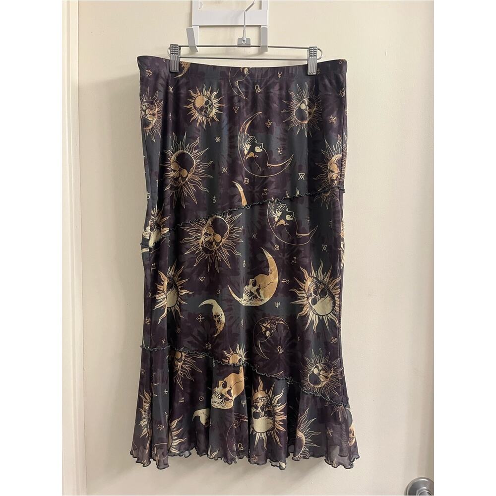 Cosmic Aura Hot Topic Celestial Skull Midi Skirt XL - Picture 2 of 8